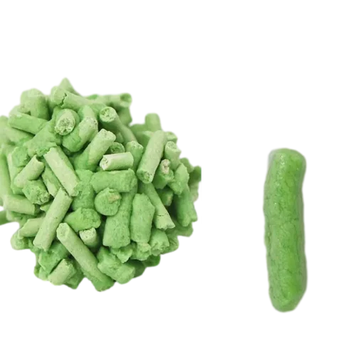 Clumping high-absorption green tea flushable tofu cat litter close-up by ISEMIPET