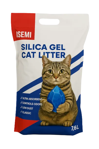Crystal Cat Litter Silica Gel Cat Litter in Die cut Handle Flat Bottom Bag by Isemipet