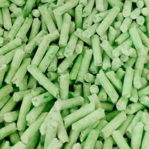 Green tea flushable tofu cat litter pellets close-up by ISEMIPET