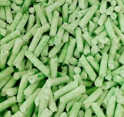 Green tea flushable tofu cat litter pellets close-up by ISEMIPET