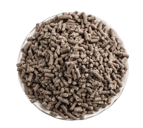 Bulk Paper Cat Litter Pellets In White Bowl – High Absorbency & Eco-Friendly by ISEMIPET Top View Of Bulk Paper Cat Litter Pellets Filled To The Brim In A White Bowl by ISEMIPET