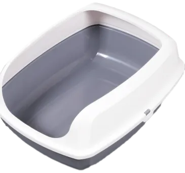 Grey minimalist semi-closed cat toilet with smooth white rim