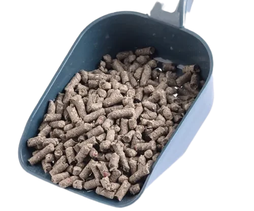 Blue Scoop Filled with Recycled Paper Cat Litter Pellets by ISEMIPET