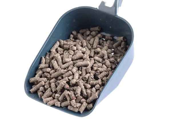 Blue Scoop Filled with Recycled Paper Cat Litter Pellets by ISEMIPET