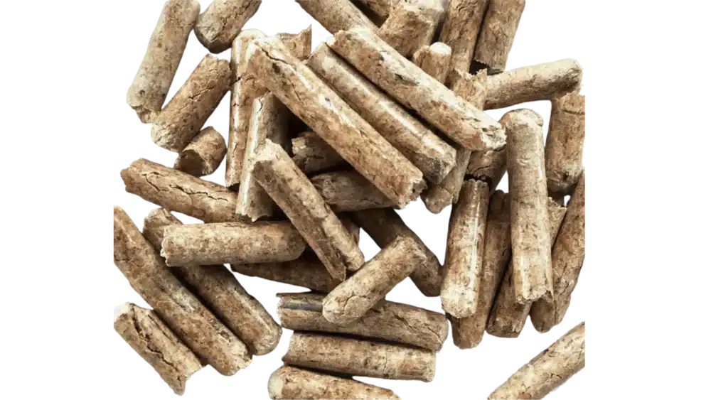 Granular form of wood pellet cat litter pieces