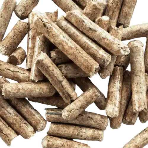 Granular form of wood pellet cat litter pieces