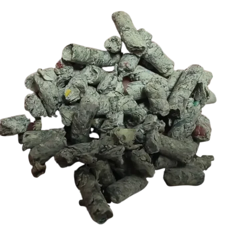 Cluster of recycled newspaper cat litter pellets